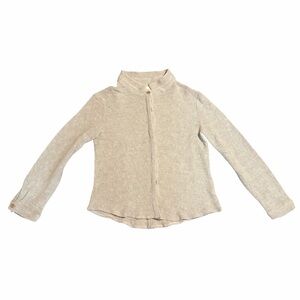 Simon Miller Cardigan Sweater Textured Knit Beige Medium Linen Cotton Blend